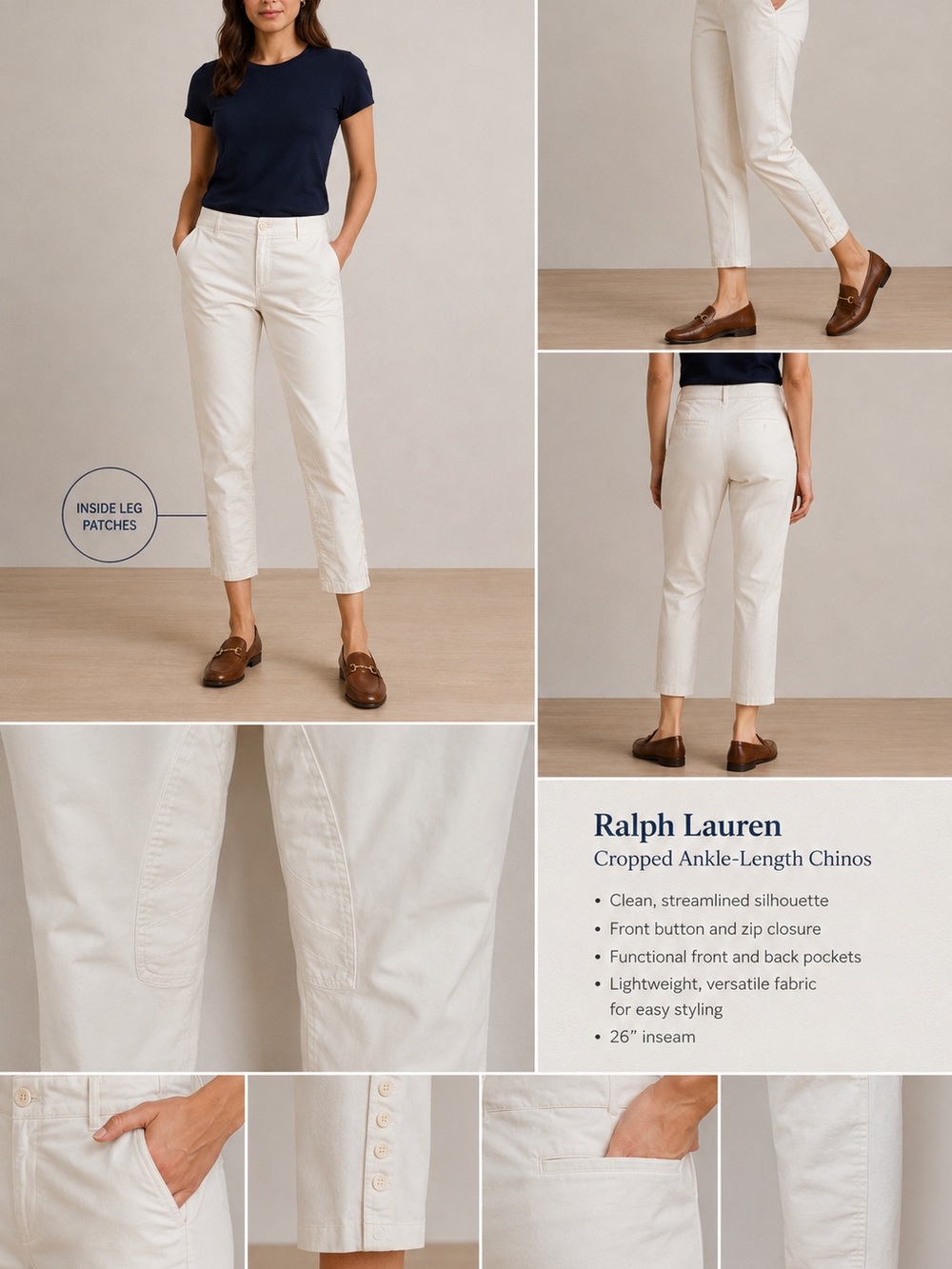 Ralph Lauren White Cropped Chinos
